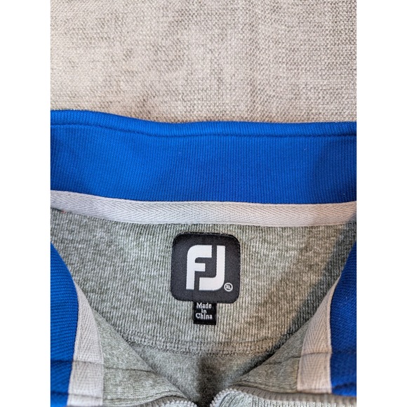 Footjoy Sweater Mens XL Gray Blue Quarter Zip Knit Pullover Performance Ribbed - Picture 6 of 7